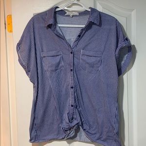 Pinstripe short sleeve button up shirt